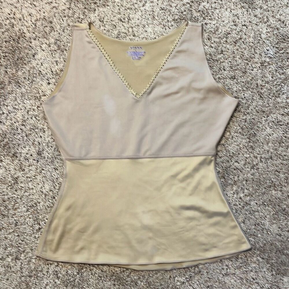 SPANX Nude Hide & Sleek Lace Trim Slimming Tank Top Large